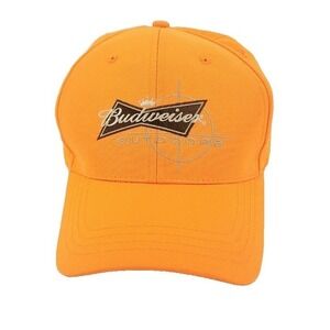 Vintage‎ Budweiser Outdoors Blaze Orange Hunting Hat 2006 Anheuser Strapback Cap